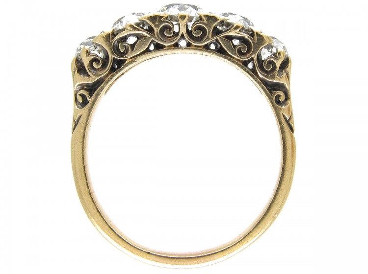 Victorian Five Stone Diamond Half Hoop Ring