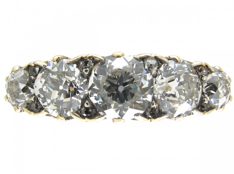 Victorian Five Stone Diamond Half Hoop Ring