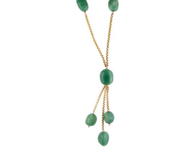 9ct Gold Aventurine Beads Necklace
