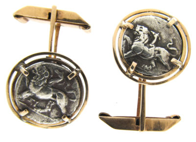 14ct Gold & Ancient Silver Coins of Lions Cufflinks