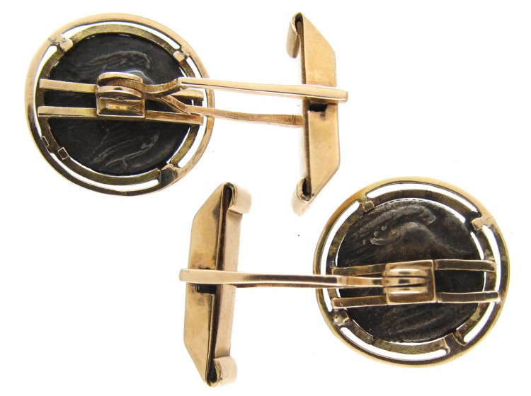 14ct Gold & Ancient Silver Coins of Lions Cufflinks