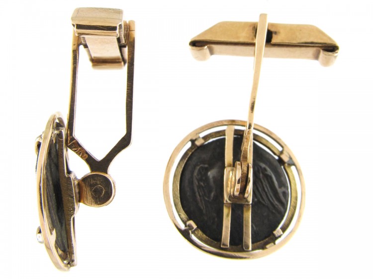 14ct Gold & Ancient Silver Coins of Lions Cufflinks