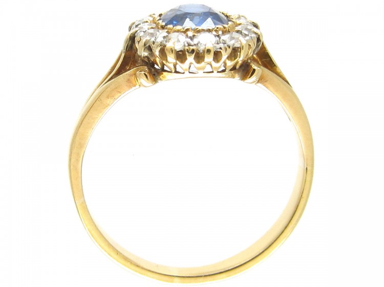 Edwardian Sapphire & Diamond Cluster Ring