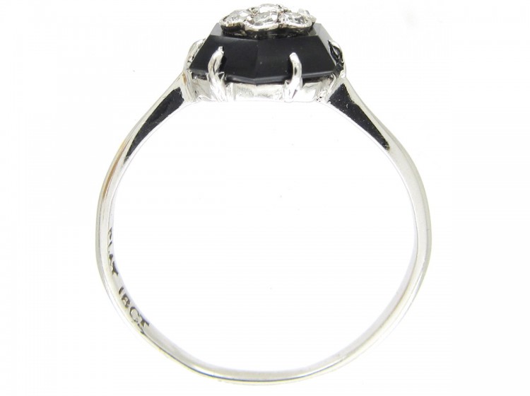 Art Deco Hexagonal Onyx & Diamond Ring