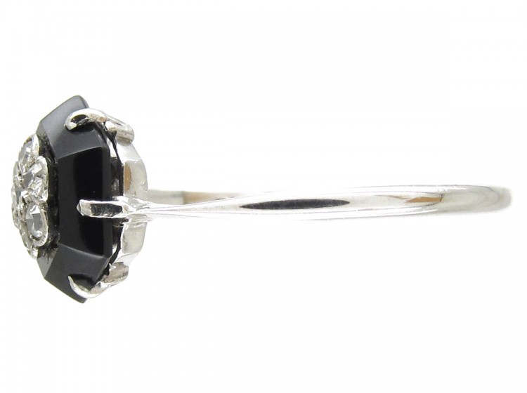 Art Deco Hexagonal Onyx & Diamond Ring