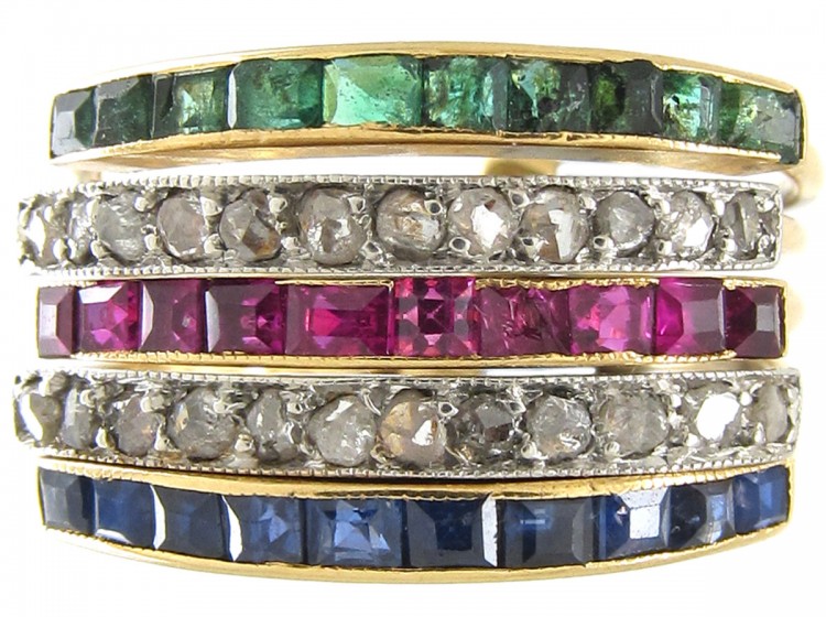 French Multi Gem Harem Ring