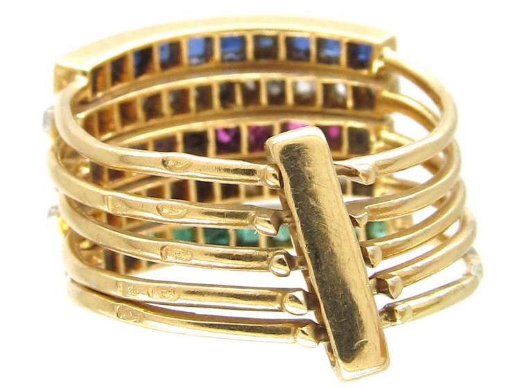 French Multi Gem Harem Ring