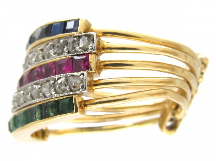 French Multi Gem Harem Ring