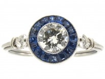 Art Deco Sapphire & Diamond Target Cluster Ring