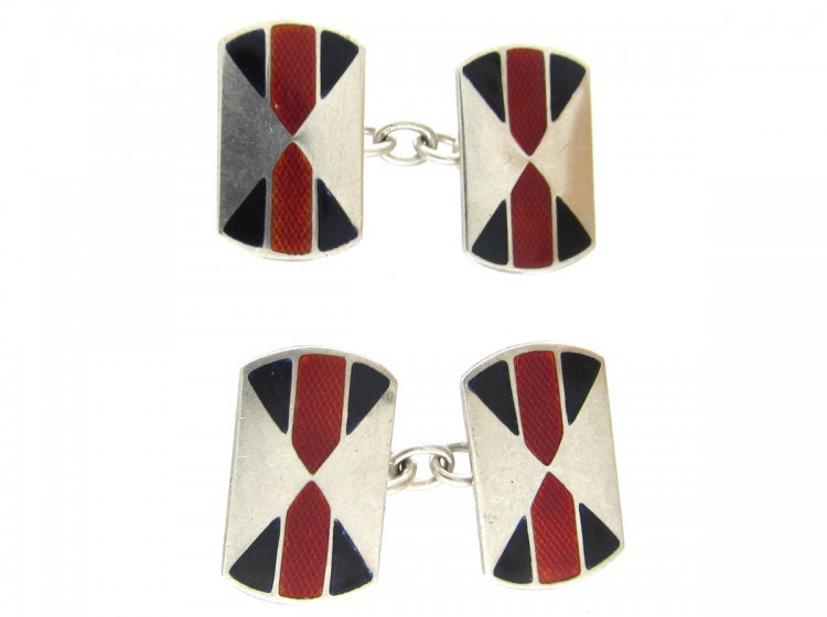 Art Deco Silver & Enamel Cufflinks