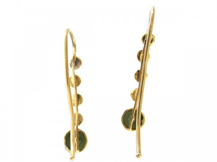 Edwardian Natural Split Pearl & Peridot Drop Earrings