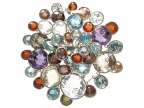 Edwardian Silver multi Gemstone Necklace