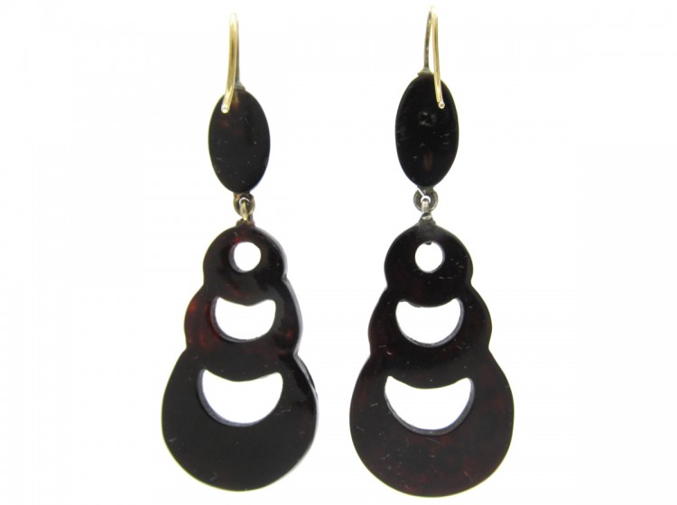 Victorian Tortoiseshell Pique Treble Hoop Earrings