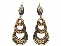 Victorian Tortoiseshell Pique Treble Hoop Earrings