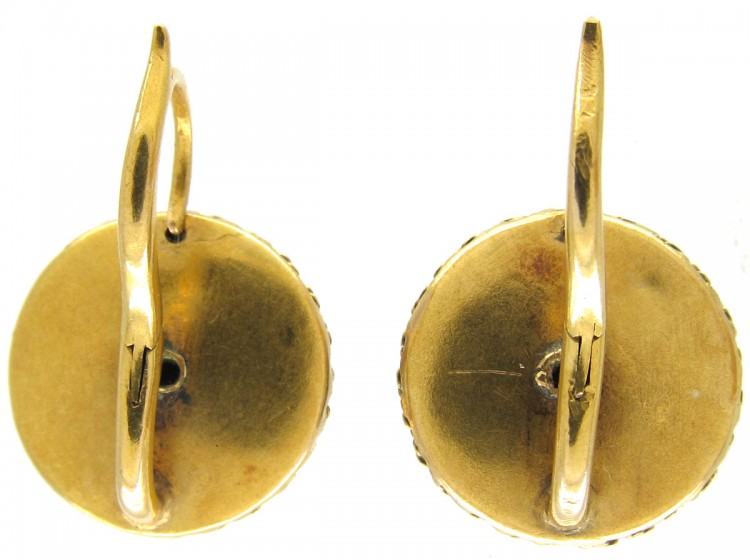 Victorian 18ct Gold, Onyx & Rose Diamond Earrings