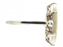 Art Deco 18ct White Gold Harlequin Opal & Diamond Ring