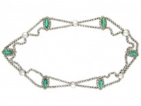 Edwardian Silver, Green & White Paste Festoon Necklace