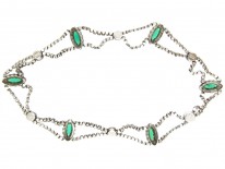 Edwardian Silver, Green & White Paste Festoon Necklace
