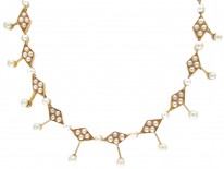 Victorian Split Seed Pearl & 15ct Gold Festoon Necklace