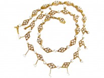 Victorian Split Seed Pearl & 15ct Gold Festoon Necklace
