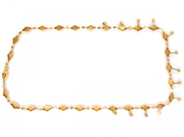 Victorian Split Seed Pearl & 15ct Gold Festoon Necklace