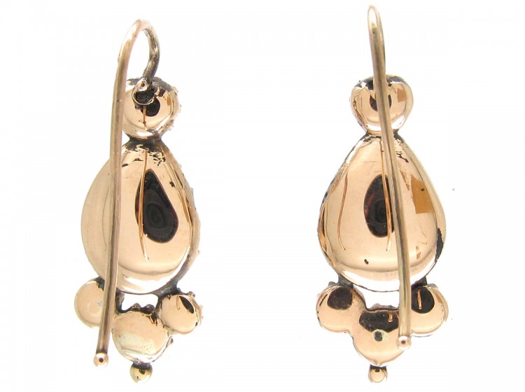 Georgian Flat Cut Garnet & Pearl Gold Earrings