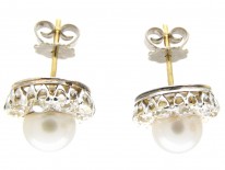 Diamond & Natural Pearl Earrings