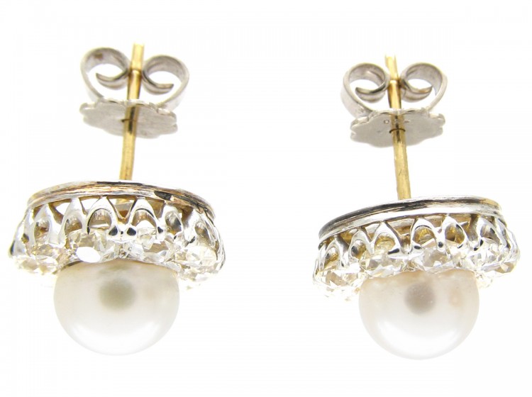 Diamond & Natural Pearl Earrings