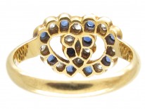 Edwardian 18ct Gold Intertwined Sapphire & Diamond Hearts Ring