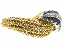 1950s Sapphire & Diamond Twist 18ct Gold Ring