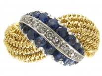 1950s Sapphire & Diamond Twist 18ct Gold Ring