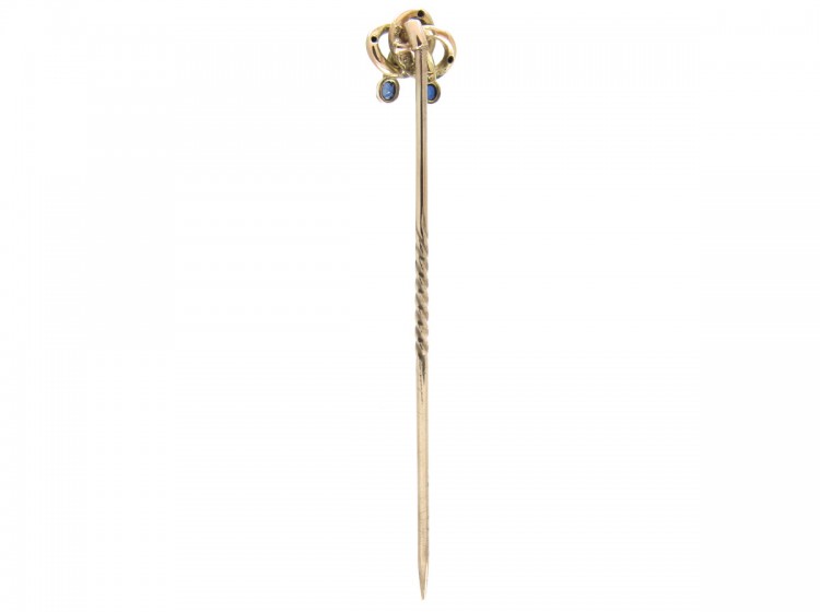 Art Nouveau Cabochon Sapphire & Gold Stickpin