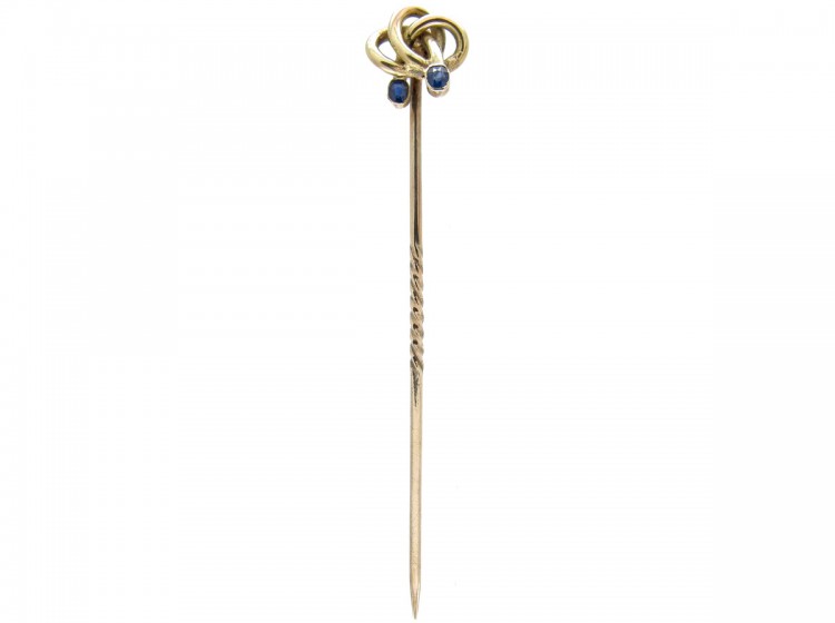 Art Nouveau Cabochon Sapphire & Gold Stickpin