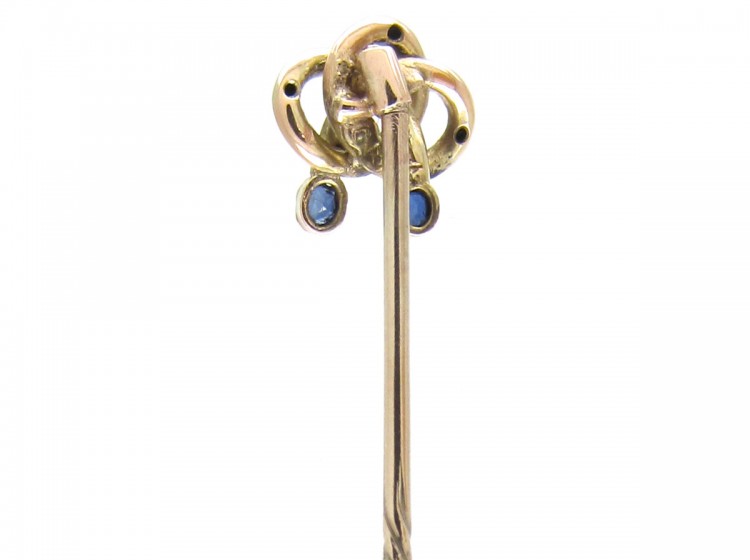 Art Nouveau Cabochon Sapphire & Gold Stickpin