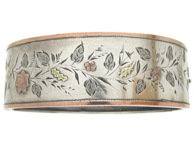 Victorian Silver Bangle with Gold Overlay