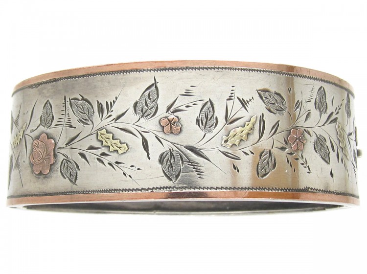 Victorian Silver Bangle with Gold Overlay