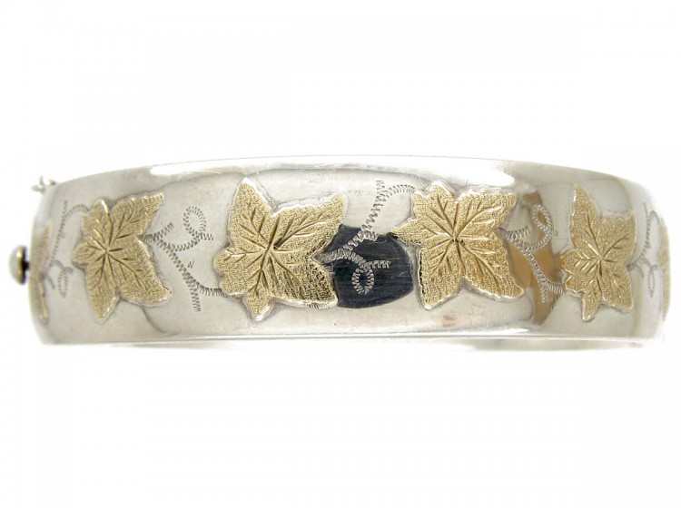 Silver & Gold Overlay Maple Leaf Bangle