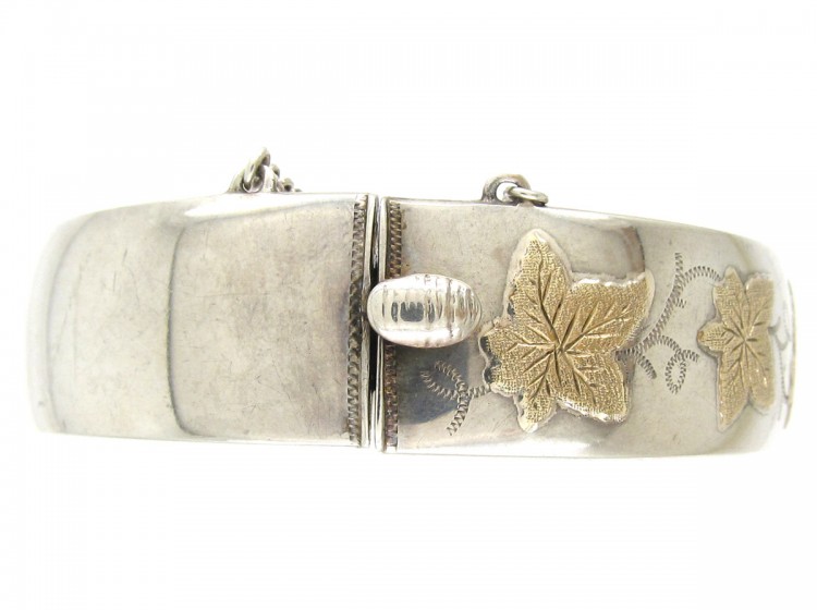 Silver & Gold Overlay Maple Leaf Bangle