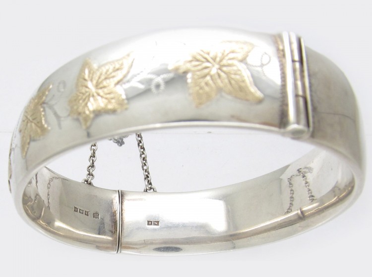 Silver & Gold Overlay Maple Leaf Bangle