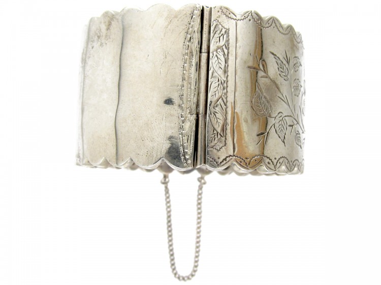 Victorian Silver Bangle with Scolloped Edge