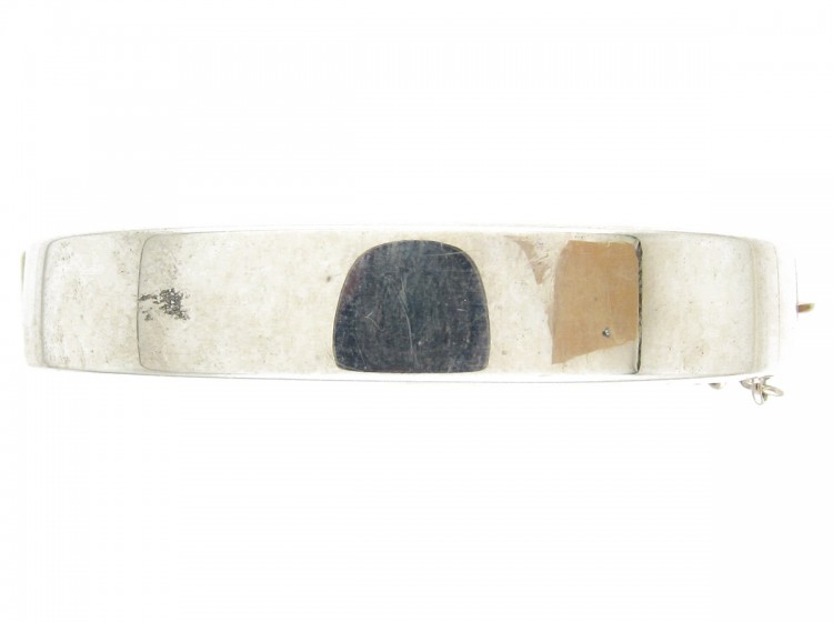 Engraved Flowers Silver Bangle