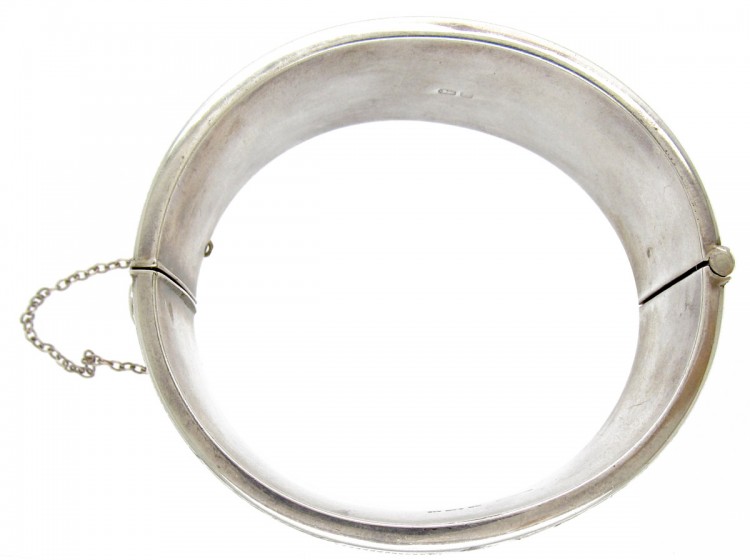 Silver Wide Engraved Bangle