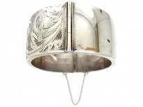Silver Wide Engraved Bangle
