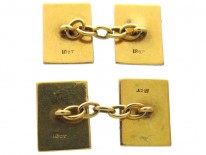 18ct Gold Enamel Art Deco Chequerboard Cufflinks