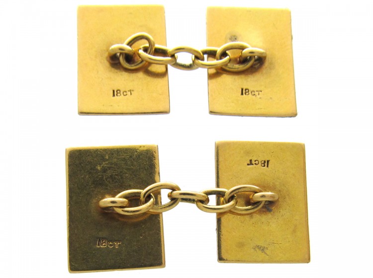 18ct Gold Enamel Art Deco Chequerboard Cufflinks