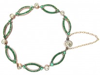 Edwardian Silver & Green & White Paste Bracelet