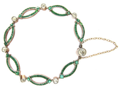 Edwardian Silver & Green & White Paste Bracelet