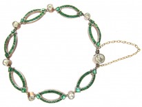 Edwardian Silver & Green & White Paste Bracelet