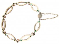 Edwardian Silver & Green & White Paste Bracelet