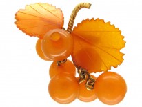 Russian Amber Bunch of Grapes Brooch